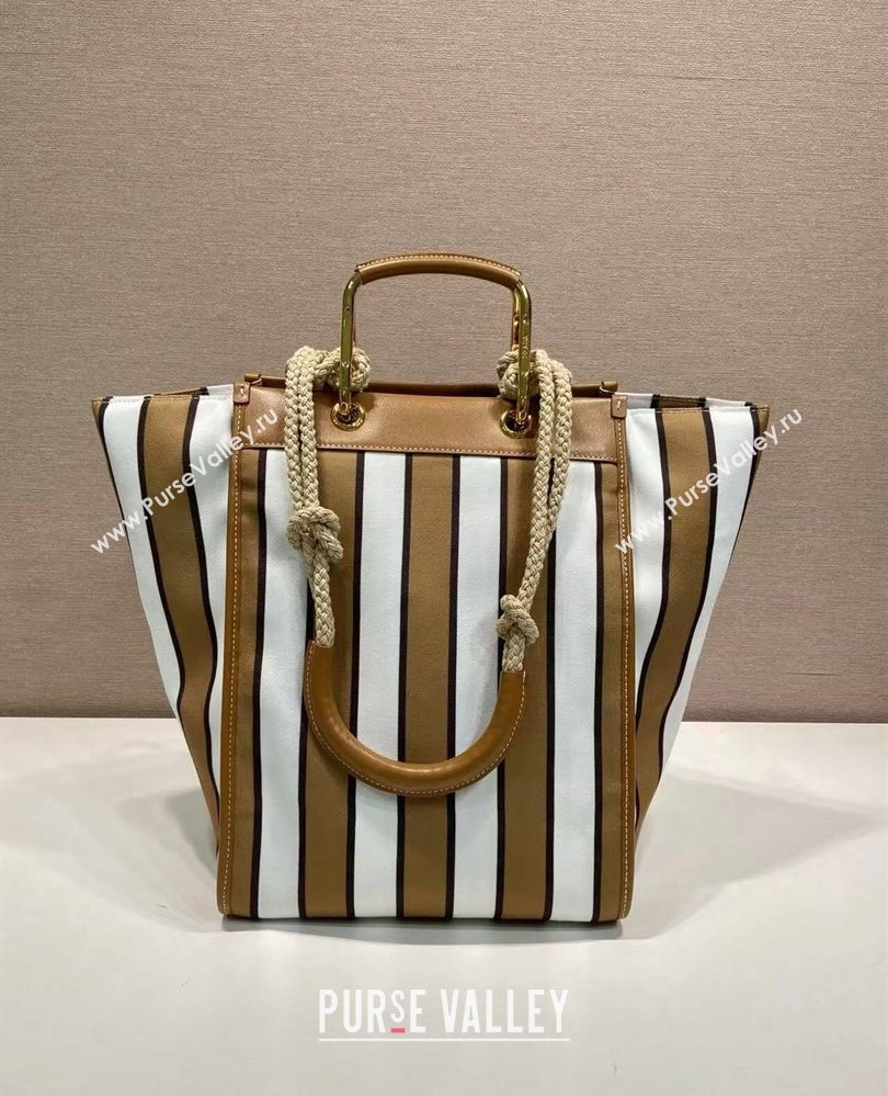 Prada Large Printed Canvas and Leather Tote Bag 1BG561 Brown 2025 (YZ-250808060)