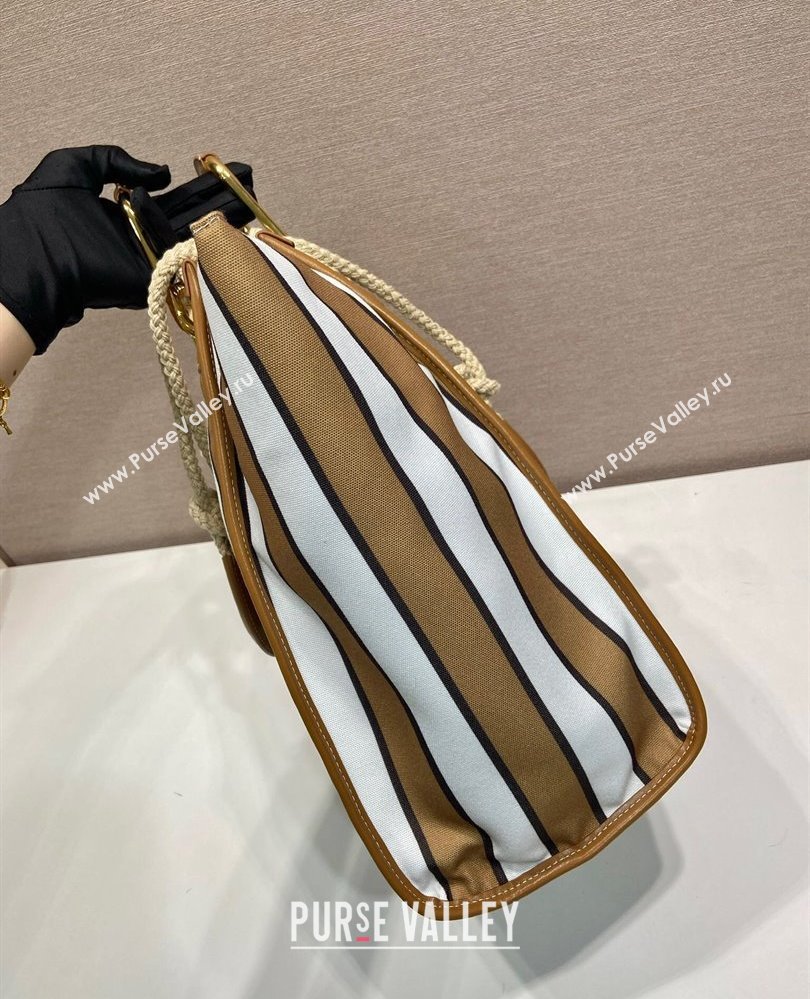 Prada Large Printed Canvas and Leather Tote Bag 1BG561 Brown 2025 (YZ-250808060)