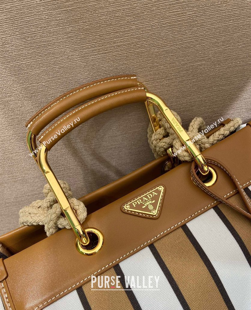 Prada Large Printed Canvas and Leather Tote Bag 1BG561 Brown 2025 (YZ-250808060)