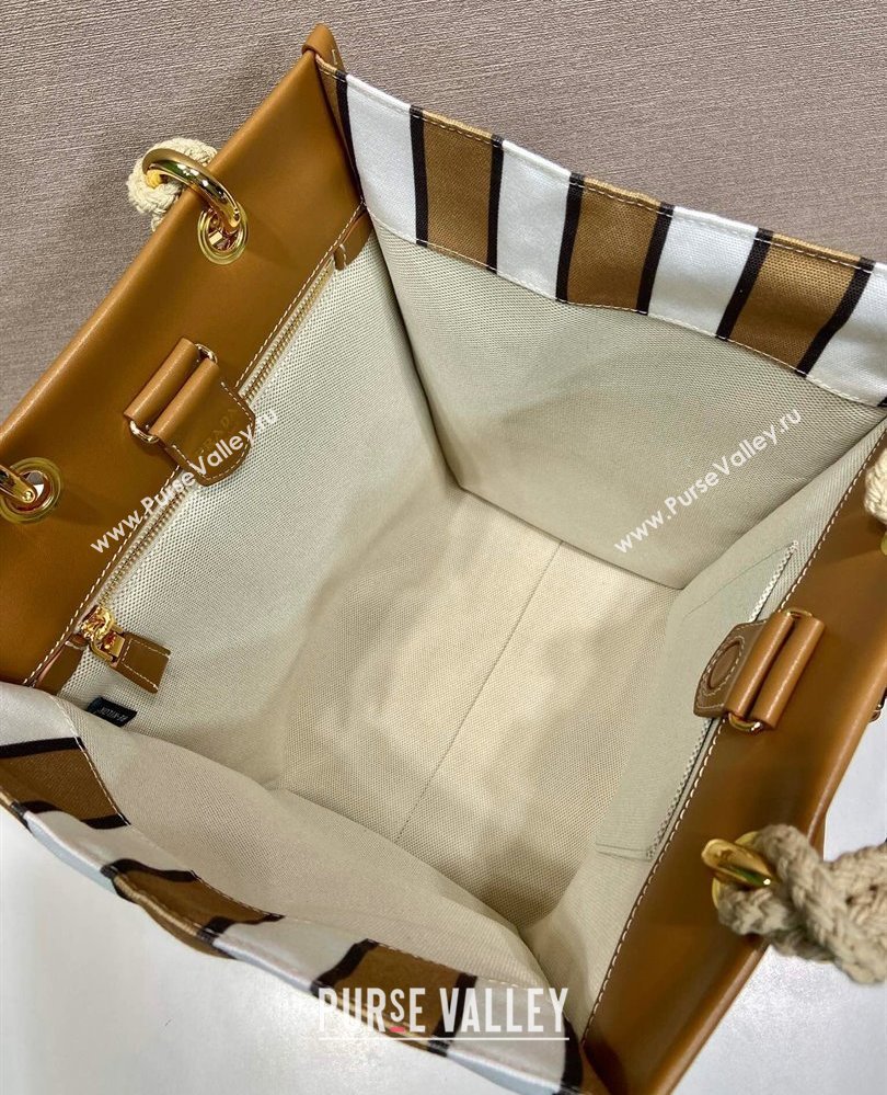 Prada Large Printed Canvas and Leather Tote Bag 1BG561 Brown 2025 (YZ-250808060)