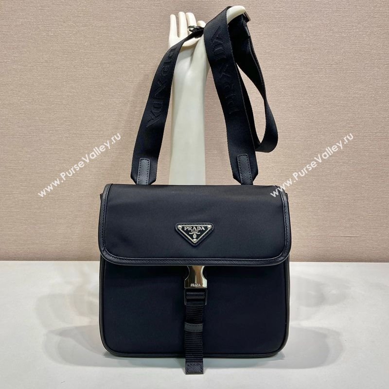 Prada Mens Re-Nylon and Saffiano leather shoulder bag Black 2025 2VD077 (YZ-250808089)