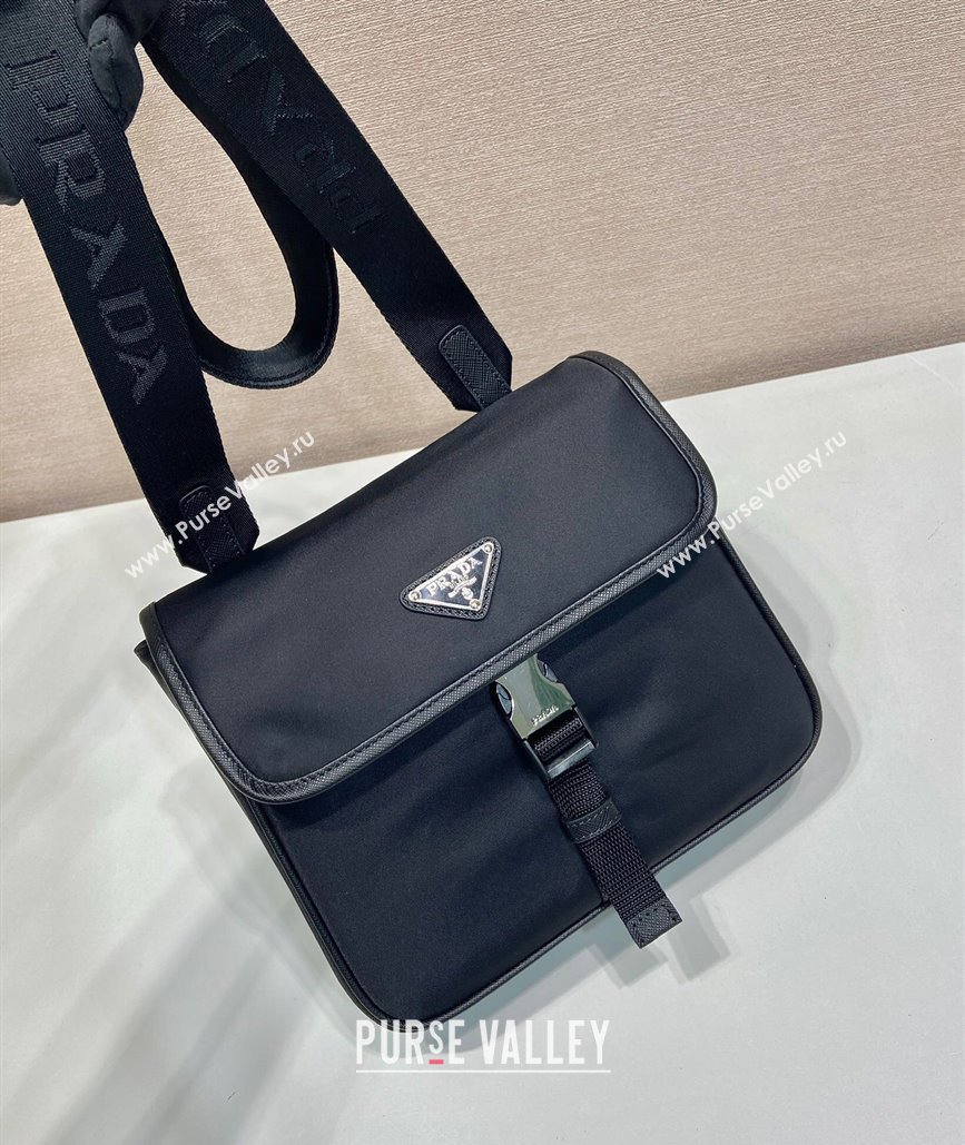 Prada Mens Re-Nylon and Saffiano leather shoulder bag Black 2025 2VD077 (YZ-250808089)