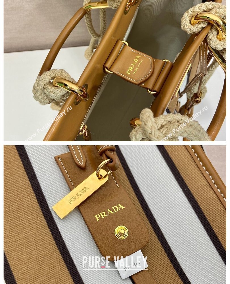 Prada Large Printed Canvas and Leather Tote Bag 1BG561 Brown 2025 (YZ-250808060)