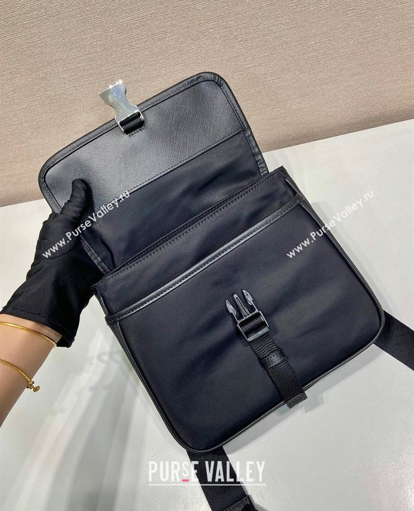 Prada Mens Re-Nylon and Saffiano leather shoulder bag Black 2025 2VD077 (YZ-250808089)