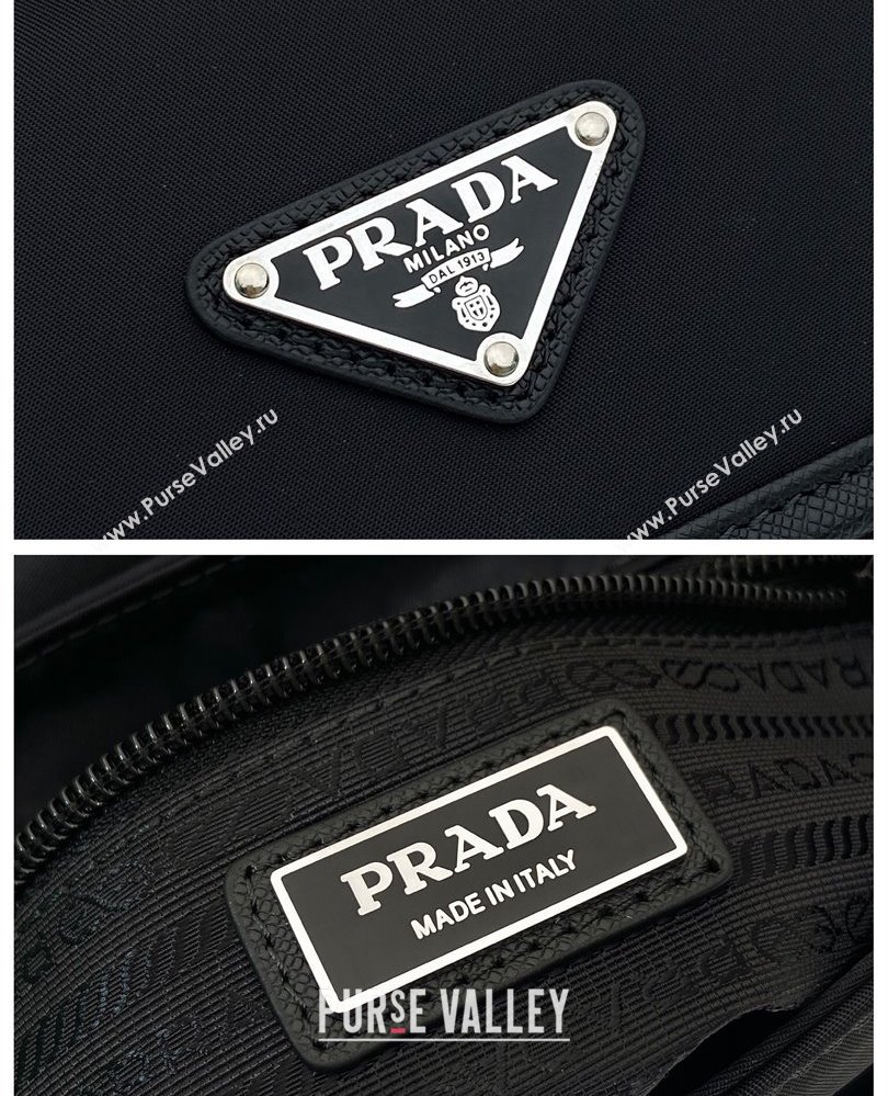 Prada Mens Re-Nylon and Saffiano leather shoulder bag Black 2025 2VD077 (YZ-250808089)