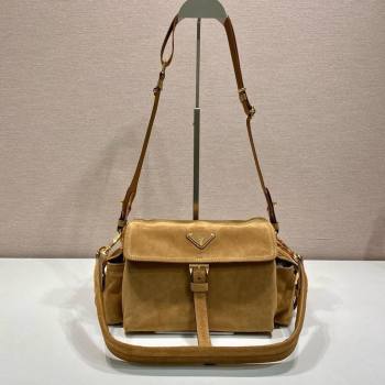 Prada Explore medium suede shoulder bag with flap Cinnamon Brown 2025 1BD394 (YZ-250808050)
