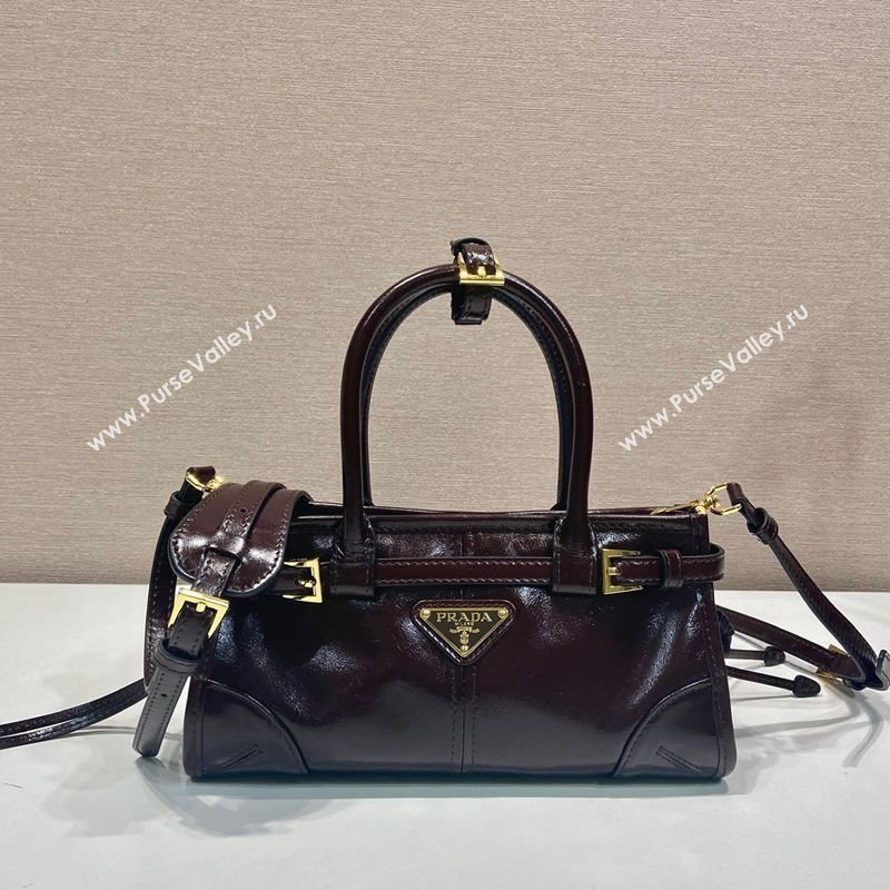 Prada Bonnie small leather handbag Dark Brown 2025 1BA486 (YZ-250808101)