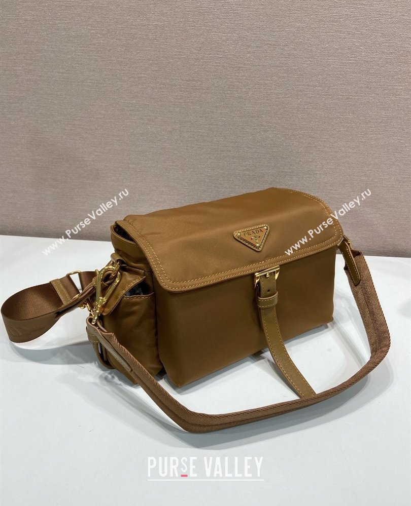 Prada Explore medium Re-Nylon shoulder bag with flap Brandy Brown 2025 1BD394 (YZ-250808053)