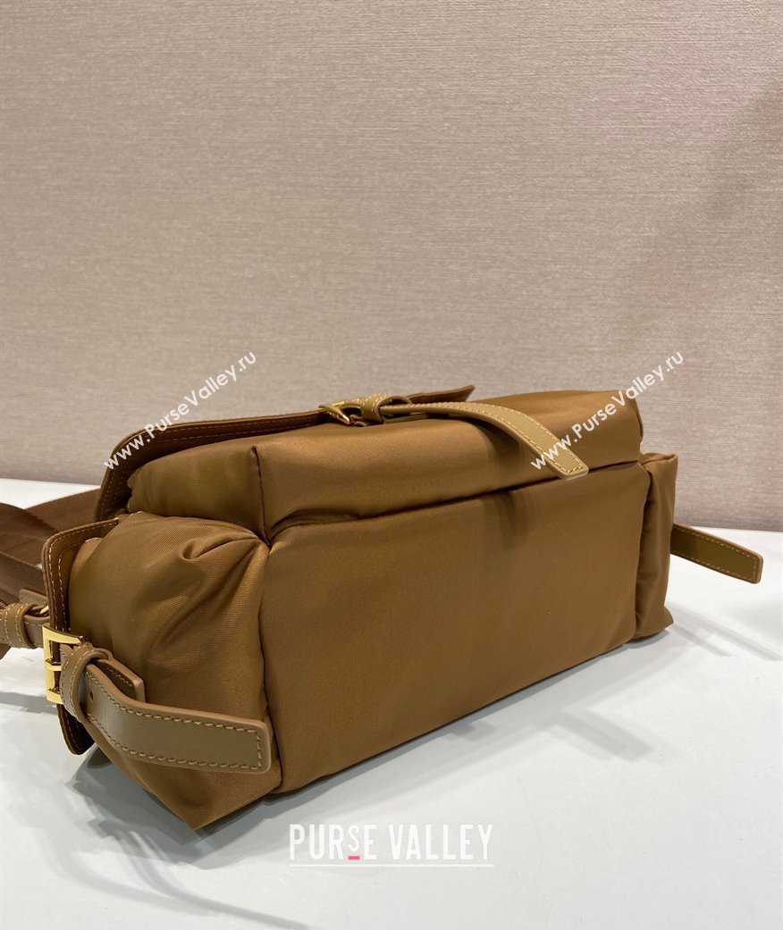 Prada Explore medium Re-Nylon shoulder bag with flap Brandy Brown 2025 1BD394 (YZ-250808053)
