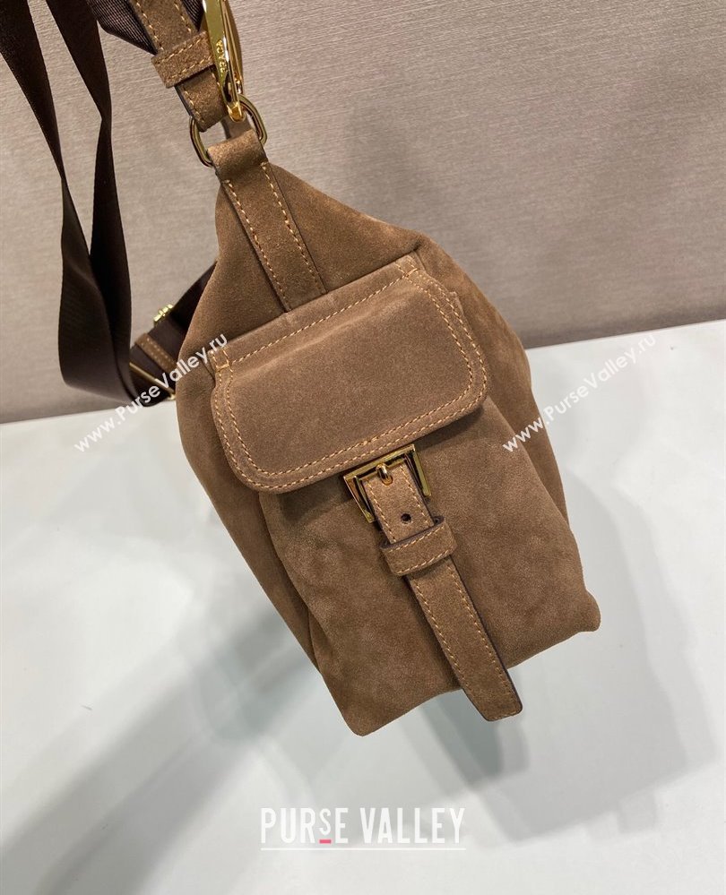 Prada Explore large suede shoulder bag Dark Brown 2025 1BC264 (YZ-250808059)