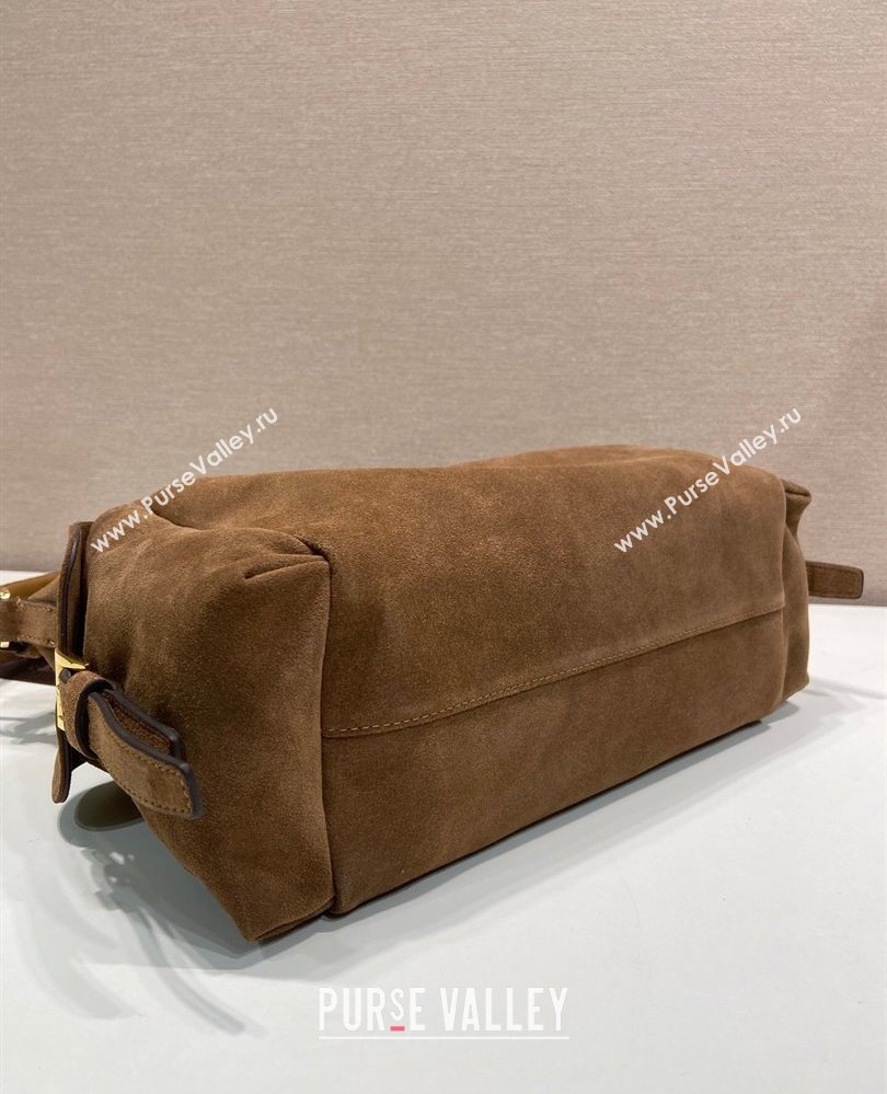 Prada Explore large suede shoulder bag Dark Brown 2025 1BC264 (YZ-250808059)