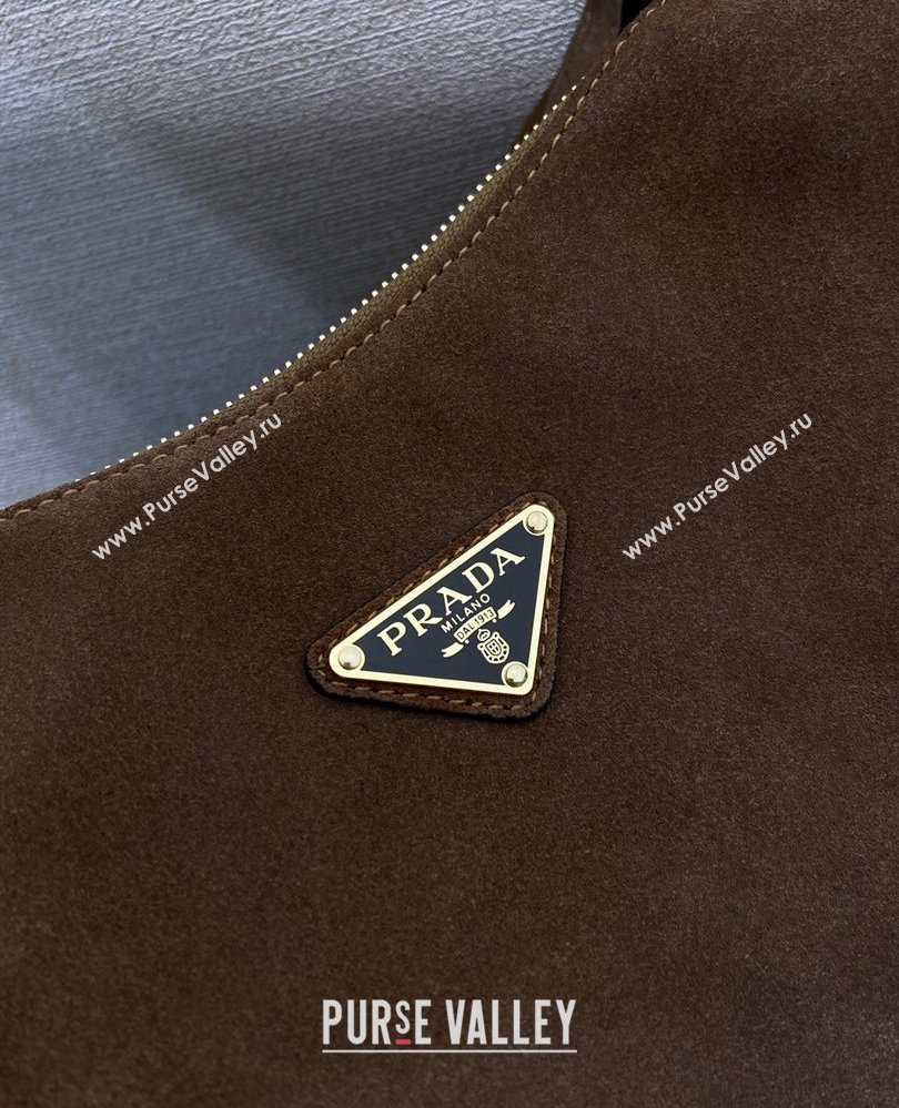 Prada Explore large suede shoulder bag Dark Brown 2025 1BC264 (YZ-250808059)