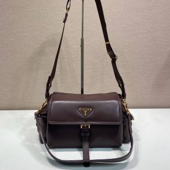 Prada Explore medium nappa leather shoulder bag with flap Sienna Brown 2025 1BD394 (YZ-250808054)