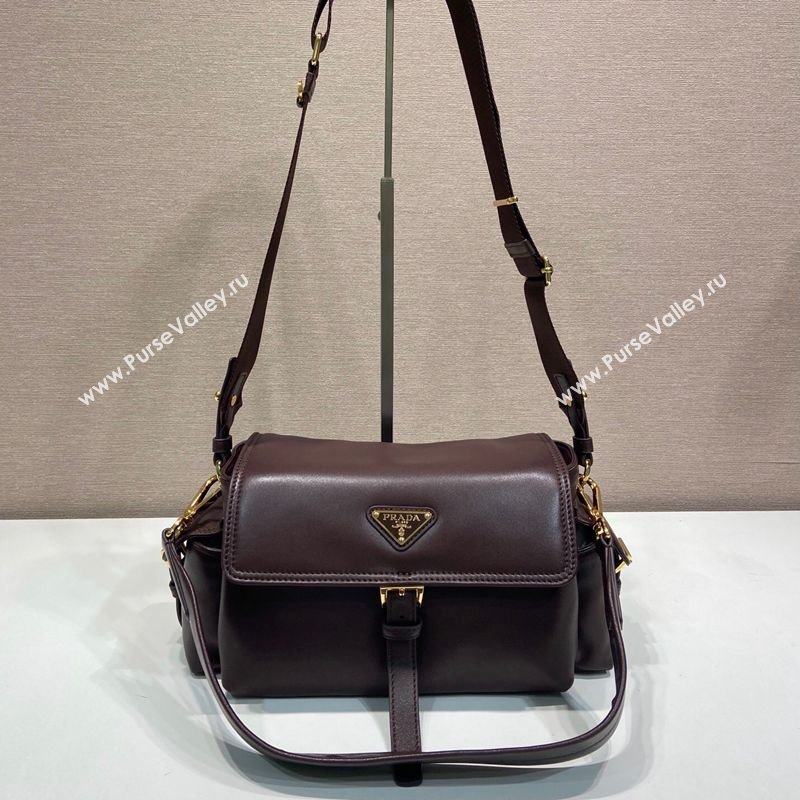 Prada Explore medium nappa leather shoulder bag with flap Sienna Brown 2025 1BD394 (YZ-250808054)
