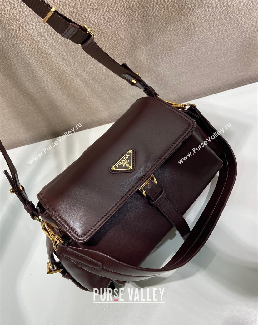 Prada Explore medium nappa leather shoulder bag with flap Sienna Brown 2025 1BD394 (YZ-250808054)