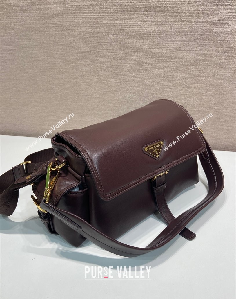 Prada Explore medium nappa leather shoulder bag with flap Sienna Brown 2025 1BD394 (YZ-250808054)