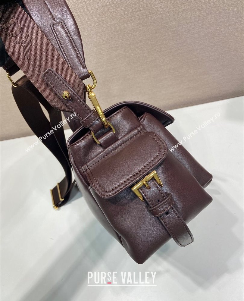 Prada Explore medium nappa leather shoulder bag with flap Sienna Brown 2025 1BD394 (YZ-250808054)