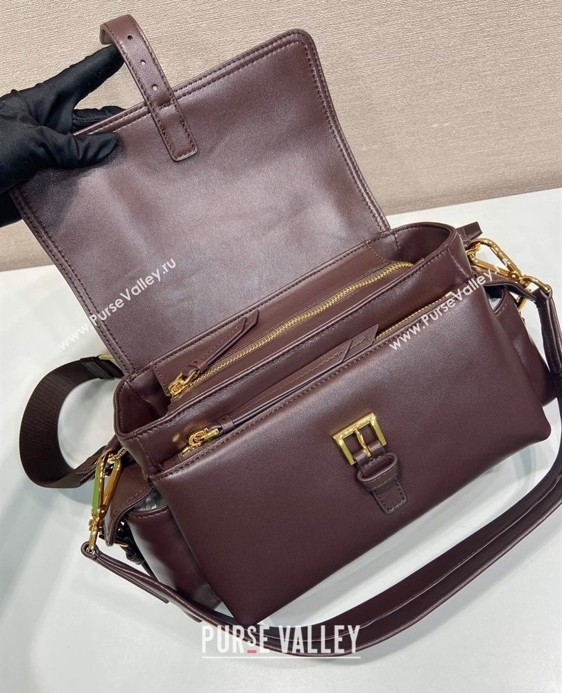 Prada Explore medium nappa leather shoulder bag with flap Sienna Brown 2025 1BD394 (YZ-250808054)