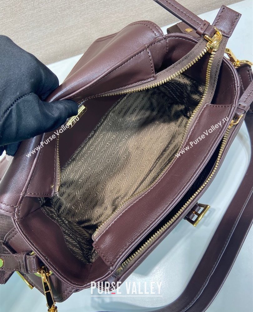 Prada Explore medium nappa leather shoulder bag with flap Sienna Brown 2025 1BD394 (YZ-250808054)