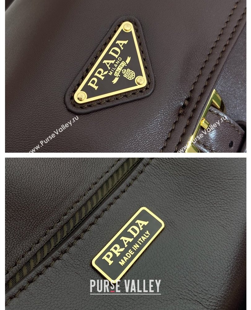 Prada Explore medium nappa leather shoulder bag with flap Sienna Brown 2025 1BD394 (YZ-250808054)