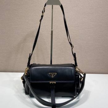 Prada Explore medium nappa leather shoulder bag with flap Black 2025 1BD394 (YZ-250808055)