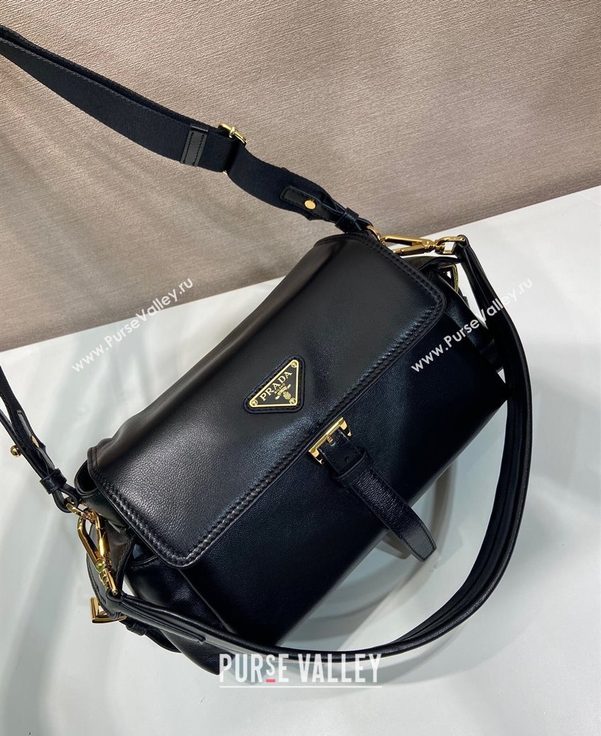 Prada Explore medium nappa leather shoulder bag with flap Black 2025 1BD394 (YZ-250808055)