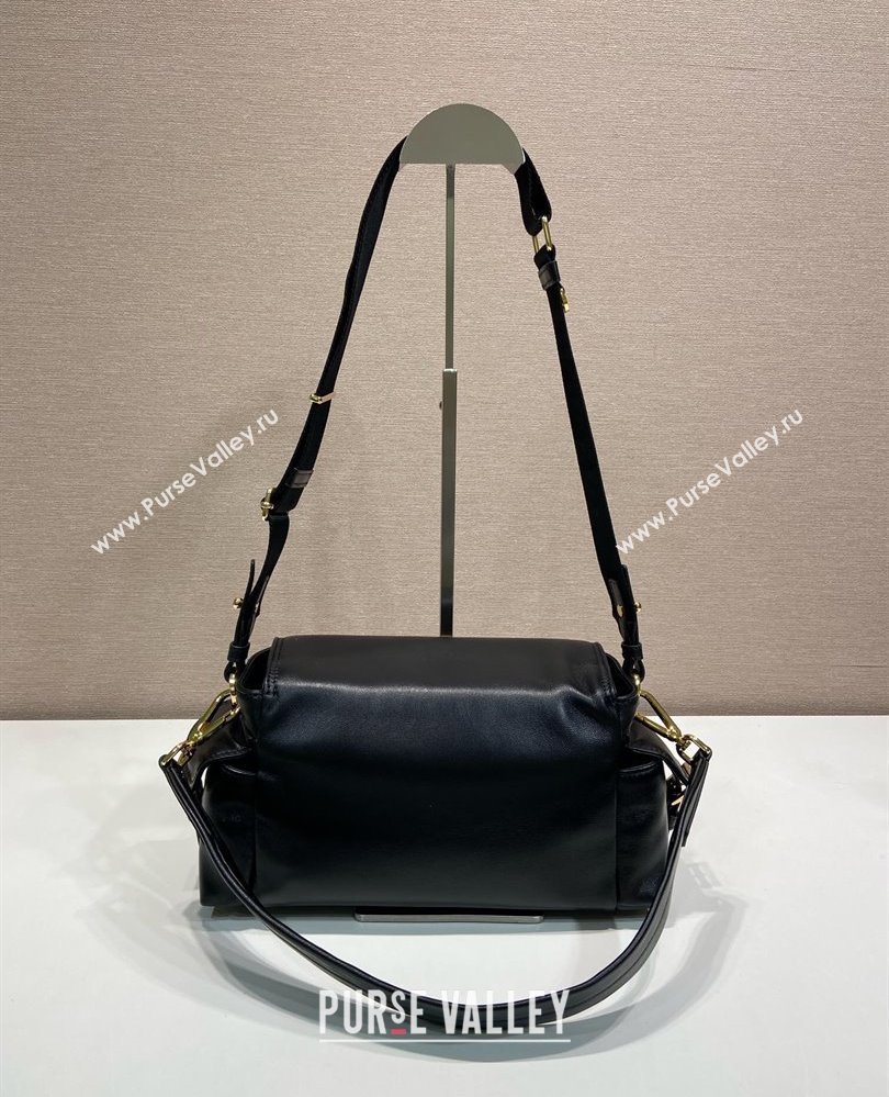 Prada Explore medium nappa leather shoulder bag with flap Black 2025 1BD394 (YZ-250808055)