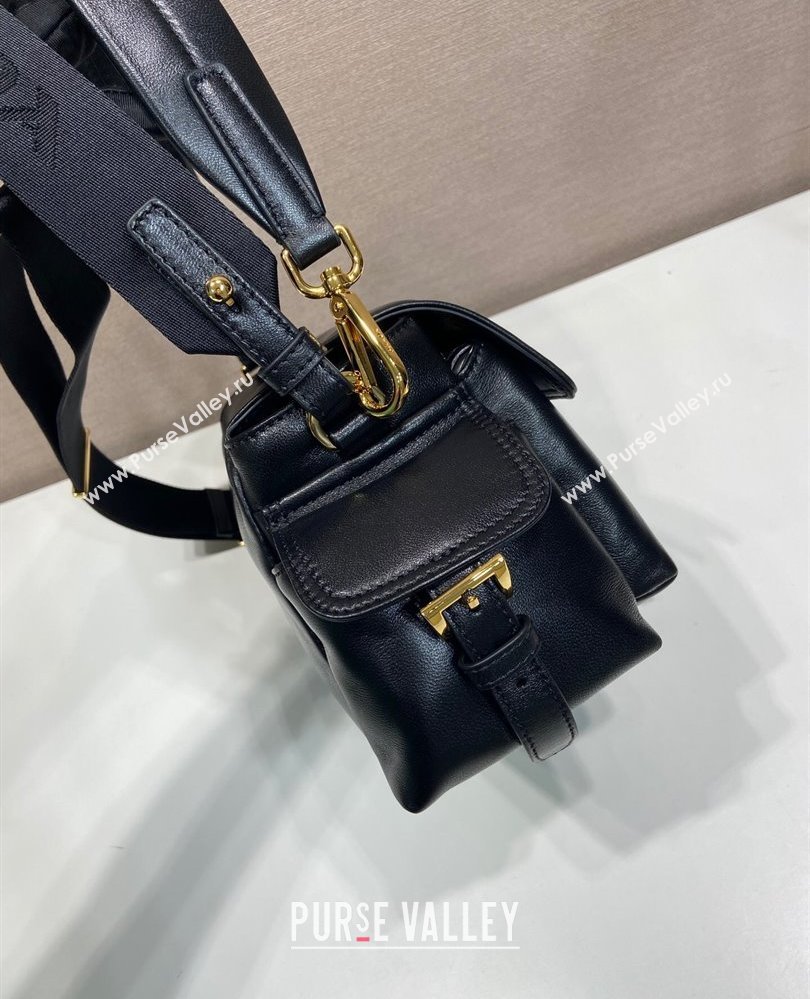 Prada Explore medium nappa leather shoulder bag with flap Black 2025 1BD394 (YZ-250808055)