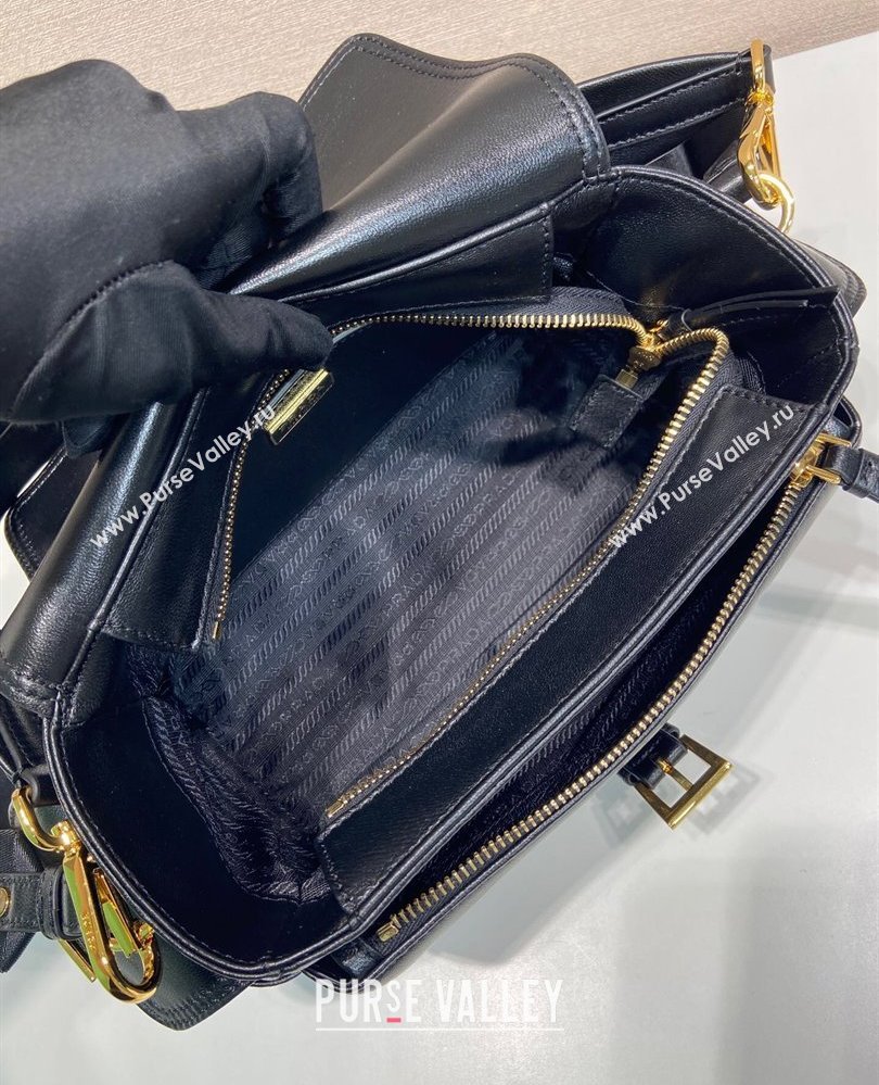 Prada Explore medium nappa leather shoulder bag with flap Black 2025 1BD394 (YZ-250808055)