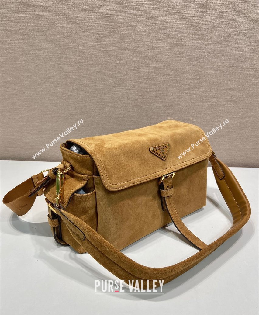 Prada Explore medium suede shoulder bag with flap Cinnamon Brown 2025 1BD394 (YZ-250808050)