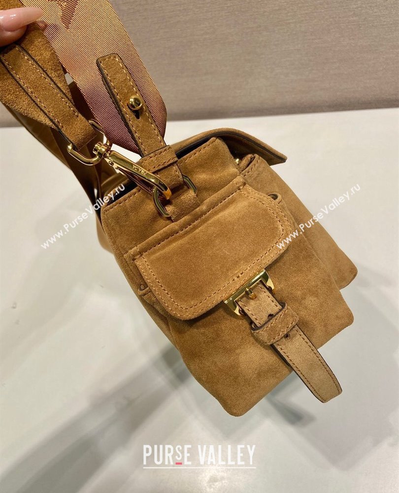 Prada Explore medium suede shoulder bag with flap Cinnamon Brown 2025 1BD394 (YZ-250808050)