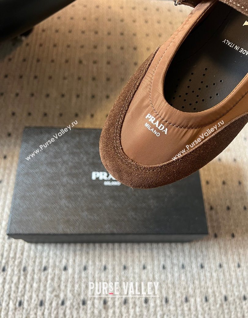 Prada Fabric and Suede ballerinas flat Brown 2025 PR082508 (SS-250825030)
