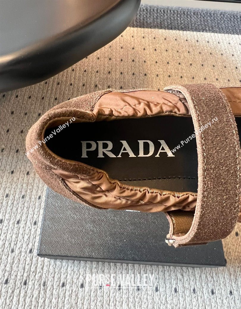 Prada Fabric and Suede ballerinas flat Brown 2025 PR082508 (SS-250825030)
