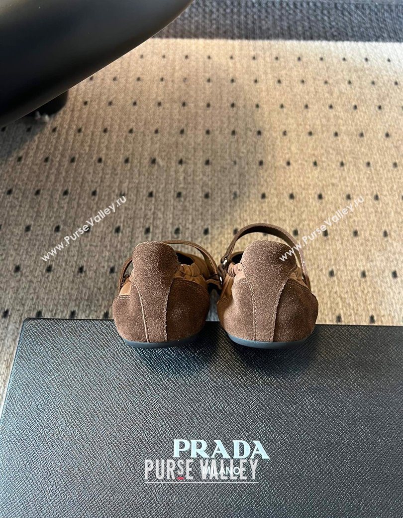 Prada Fabric and Suede ballerinas flat Brown 2025 PR082508 (SS-250825030)