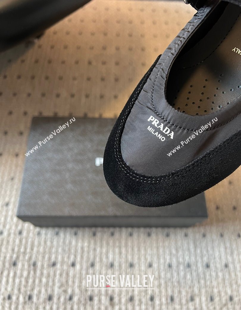 Prada Fabric and Suede ballerinas flat Black 2025 PR082508 (SS-250825032)