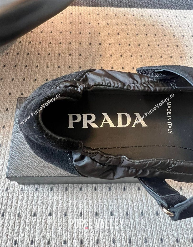 Prada Fabric and Suede ballerinas flat Black 2025 PR082508 (SS-250825032)