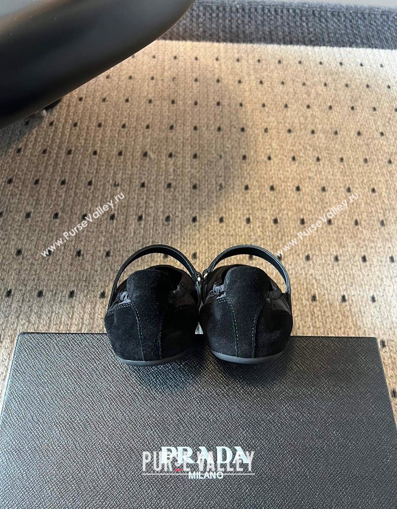 Prada Fabric and Suede ballerinas flat Black 2025 PR082508 (SS-250825032)