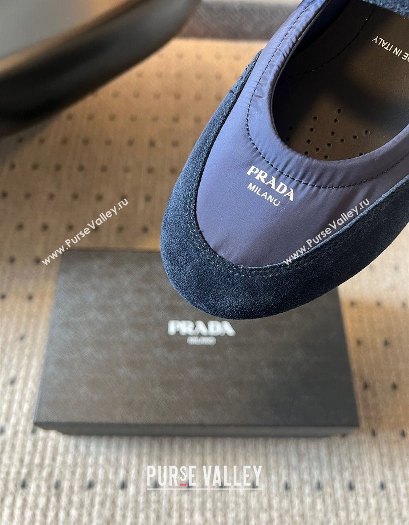 Prada Fabric and Suede ballerinas flat Blue 2025 PR082508 (SS-250825033)