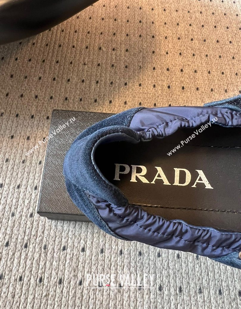 Prada Fabric and Suede ballerinas flat Blue 2025 PR082508 (SS-250825033)