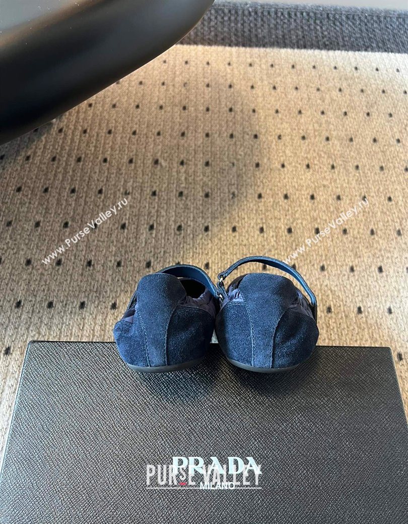 Prada Fabric and Suede ballerinas flat Blue 2025 PR082508 (SS-250825033)