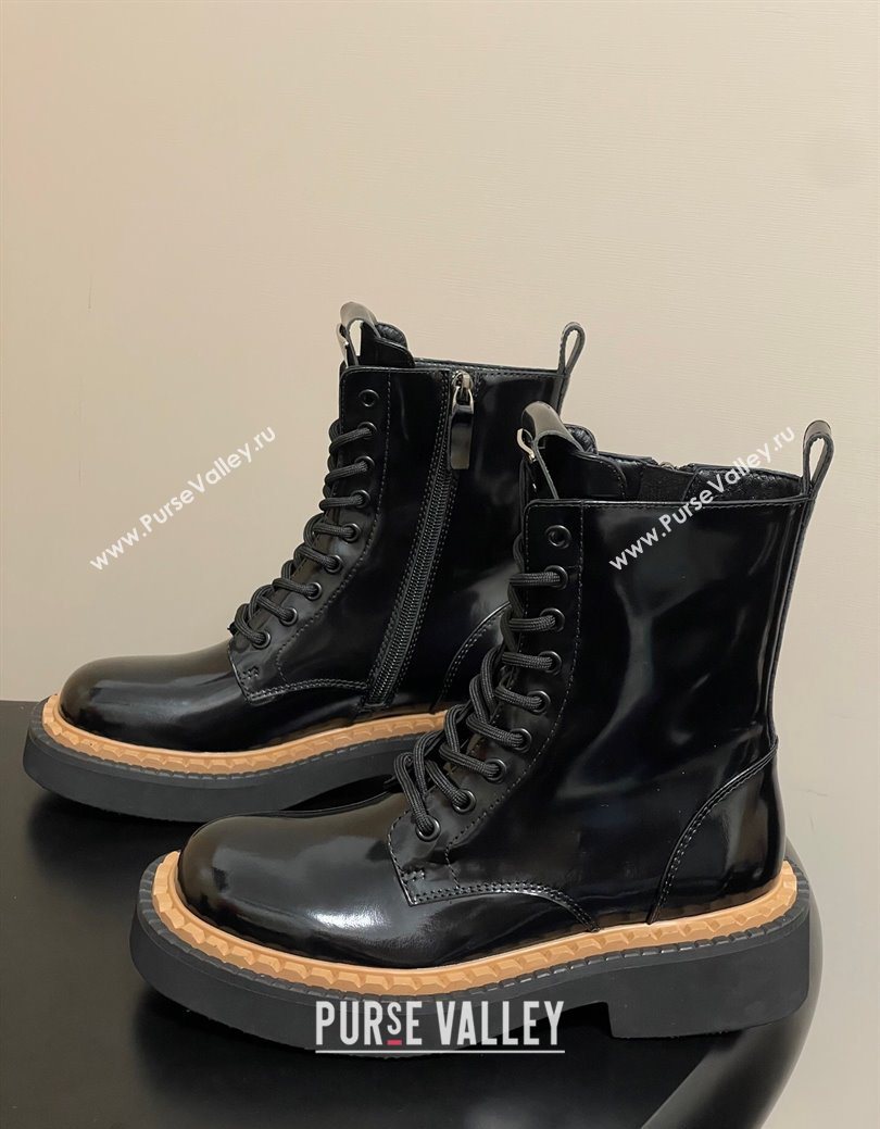 Prada Brushed Leather Laced-up Ankle Boots Black 2025 PR082510 (MD-250825053)