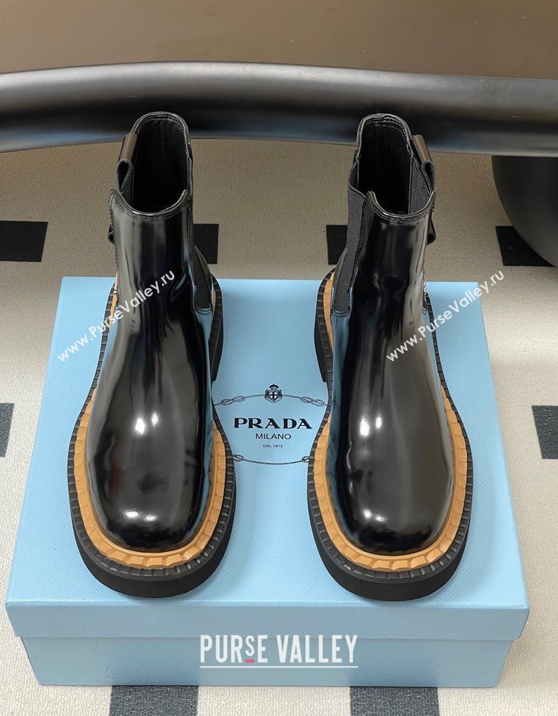 Prada Brushed Leather Ankle Boots Black 2025 PR082511 (MD-250825056)