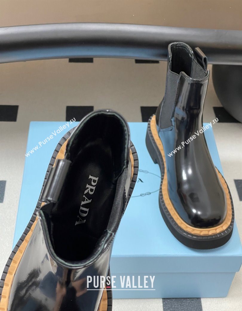 Prada Brushed Leather Ankle Boots Black 2025 PR082511 (MD-250825056)
