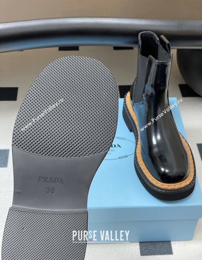 Prada Brushed Leather Ankle Boots Black 2025 PR082511 (MD-250825056)