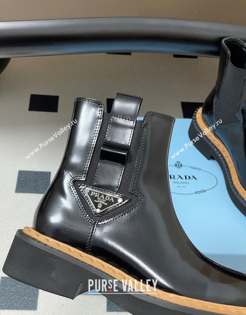 Prada Brushed Leather Ankle Boots Black 2025 PR082511 (MD-250825056)