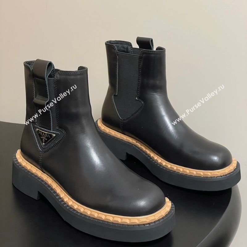 Prada Calf Leather Ankle Boots Black 2025 PR082511 (MD-250825057)