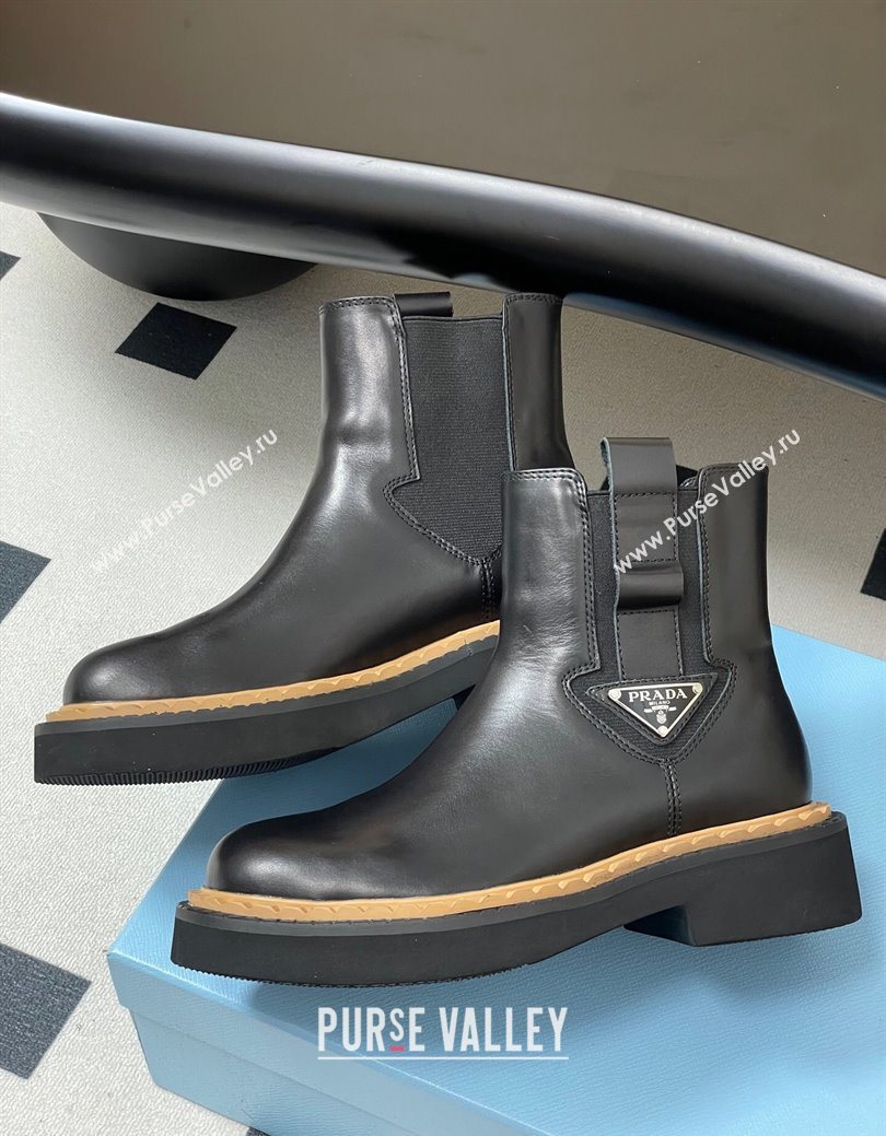 Prada Calf Leather Ankle Boots Black 2025 PR082511 (MD-250825057)