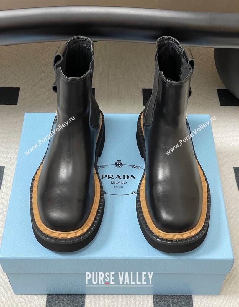 Prada Calf Leather Ankle Boots Black 2025 PR082511 (MD-250825057)
