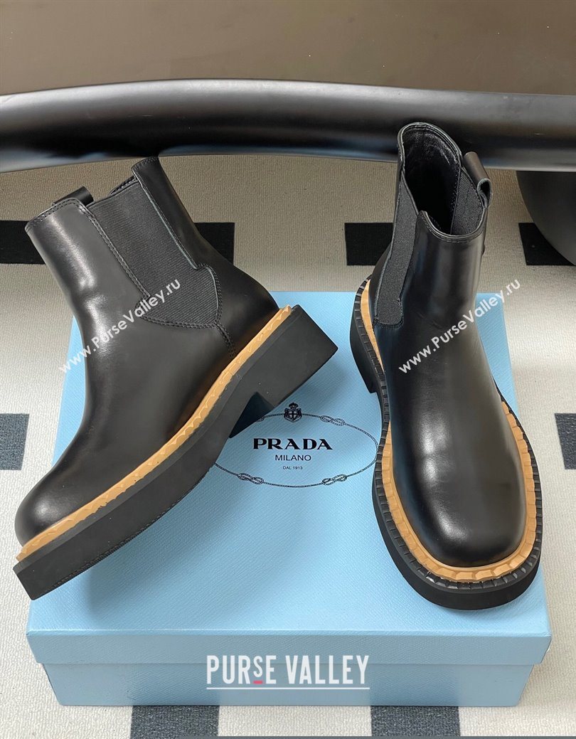 Prada Calf Leather Ankle Boots Black 2025 PR082511 (MD-250825057)