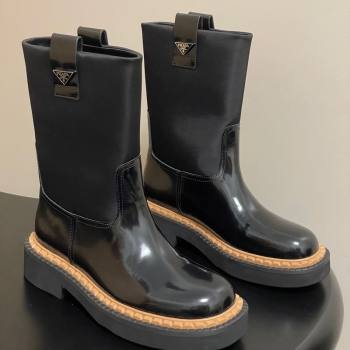 Prada Brushed Leather Ankle Boots Black 2025 PR082512 (MD-250825060)